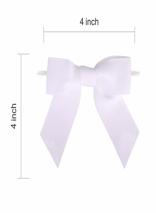Meseey 50 Pcs Crisp White 4 Inch Grosgrain Bows Pre-Tied Twist Tie Wedding Bows for Gift Wrapping,Bridal Shower Decor Elegant Craft Bows for Baby Gender Reveal,Christmas & Minimalist Party Themes - Image 2